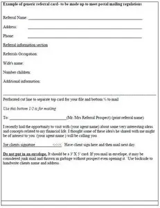 Referred lead card