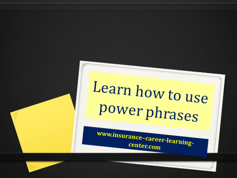 A power phrase is saying something in a short but sweet way, sprinkled with simple key words that will deeply impact the clients thinking. Learning how to use power phrases is a powerful sales tool. Used properly it can turn a prospect into a client as well as eliminate long debates.